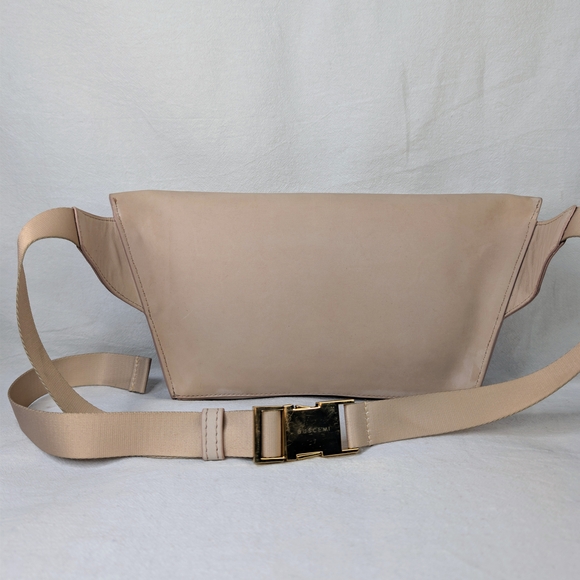 BUSCEMI Luxury Taupe Leather Belt Bag Fanny Pack Gold Buckle Made in Italy - Picture 11 of 15
